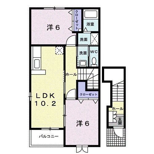 プロムナードII(2LDK/2階)の間取り写真