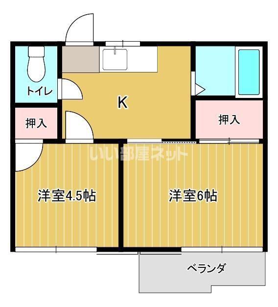 前谷コーポ(2K/2階)の間取り写真