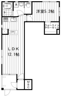 パーク西荻南(1LDK/1階)の間取り写真