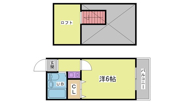 リングパレス(1K/2階)の間取り写真