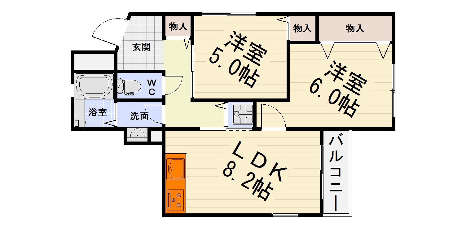 アビテ羽衣(2LDK/3階)の間取り写真