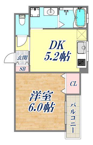 クラシス今津駅前(1DK/2階)の間取り写真