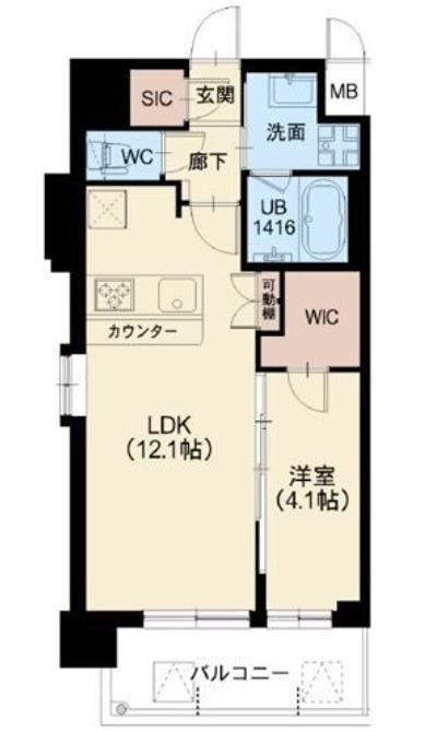 スプランディッド弁天町(1LDK/3階)の間取り写真