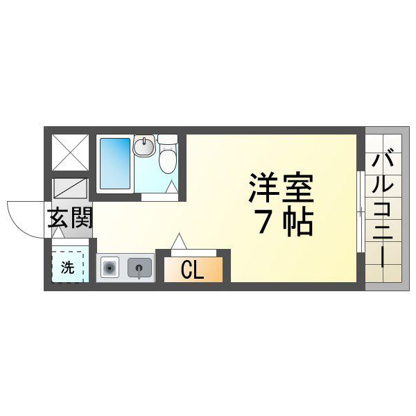 ロイヤルメゾン塚口XIII(ワンルーム/2階)の間取り写真