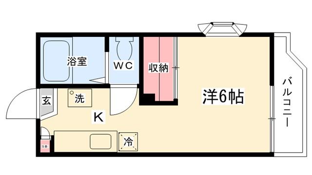 サニーハイツ(ワンルーム/2階)の間取り写真
