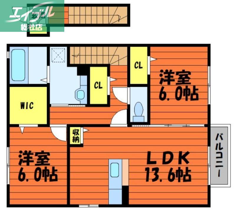 ファーシルA棟(2LDK/2階)の間取り写真