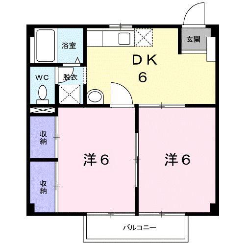 アムールアイ(2DK/1階)の間取り写真