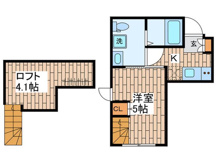 ヘレマフラット駒沢(1K/2階)の間取り写真