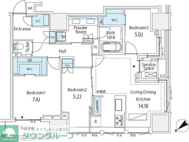 ミレアコート銀座プレミア(3LDK/13階)の間取り写真