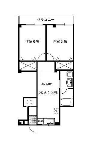 セント西井(2DK/2階)の間取り写真