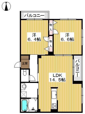 ベルソレイユ(2LDK/2階)の間取り写真