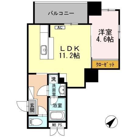 KYビル(1LDK/3階)の間取り写真