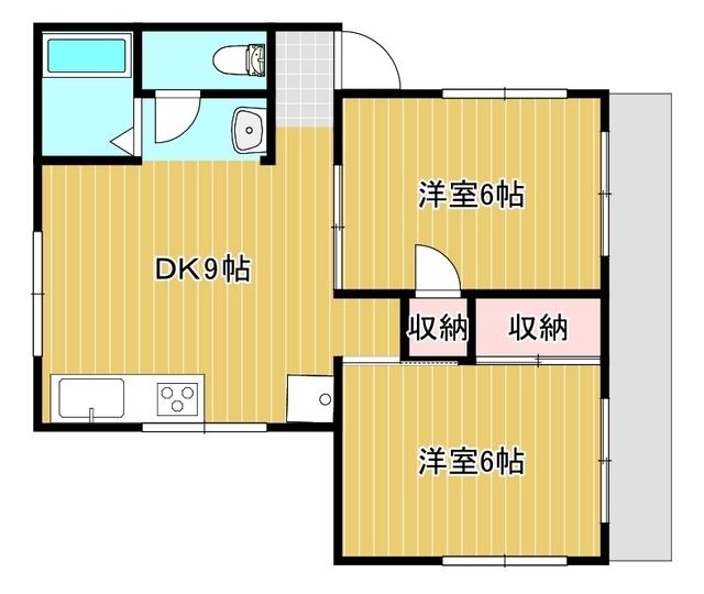 ブランシェ岬II(2DK/2階)の間取り写真