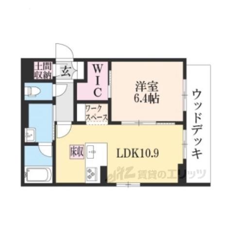 シャーメゾン田中宮(1LDK/1階)の間取り写真