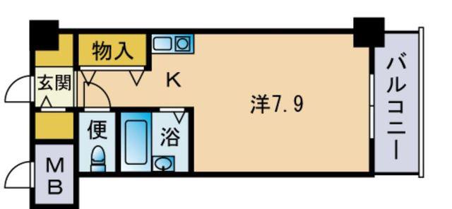 ハーモパレス福岡(ワンルーム/3階)の間取り写真