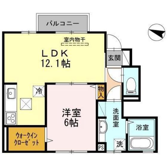 イーグル タニ(1LDK/1階)の間取り写真