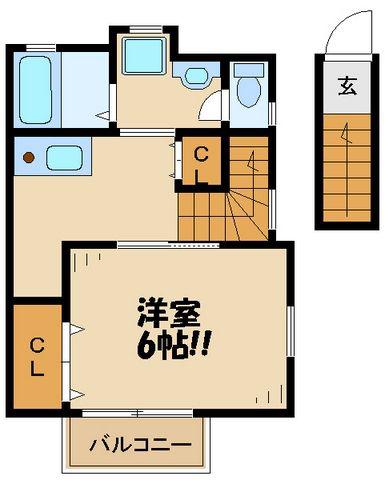 内山アパート(1K/2階)の間取り写真