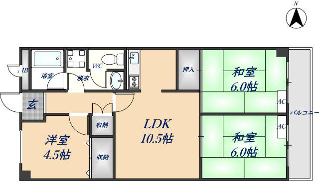 吉田大発マンション(3LDK/3階)の間取り写真