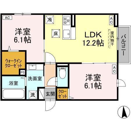 グラナーデ鹿浜(2LDK/1階)の間取り写真