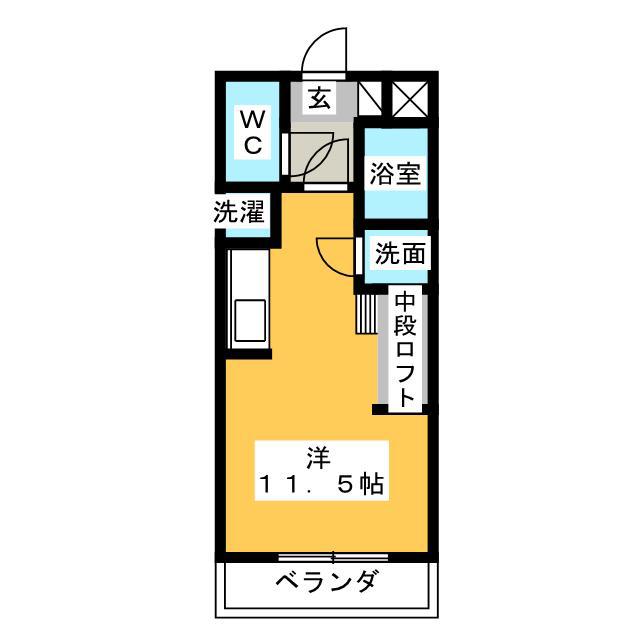 プランドールパルファ(ワンルーム/2階)の間取り写真