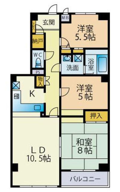 愛幸中葛西マンション(3LDK/4階)の間取り写真