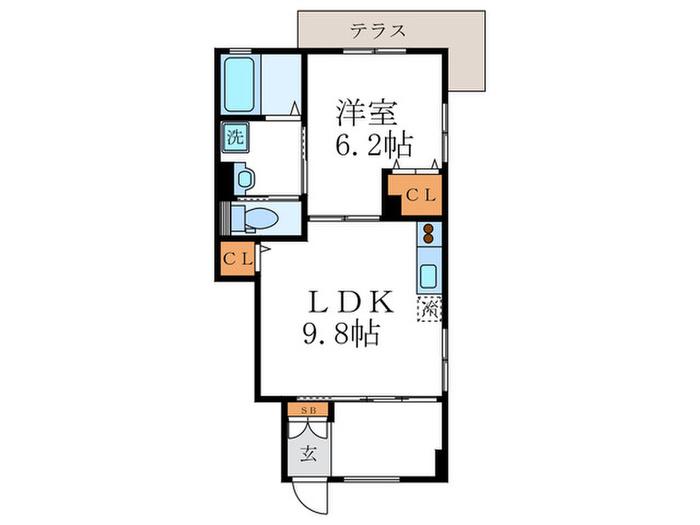 ハーミティジ槇(1LDK/1階)の間取り写真