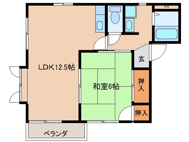タウンコート西A(1LDK/1階)の間取り写真