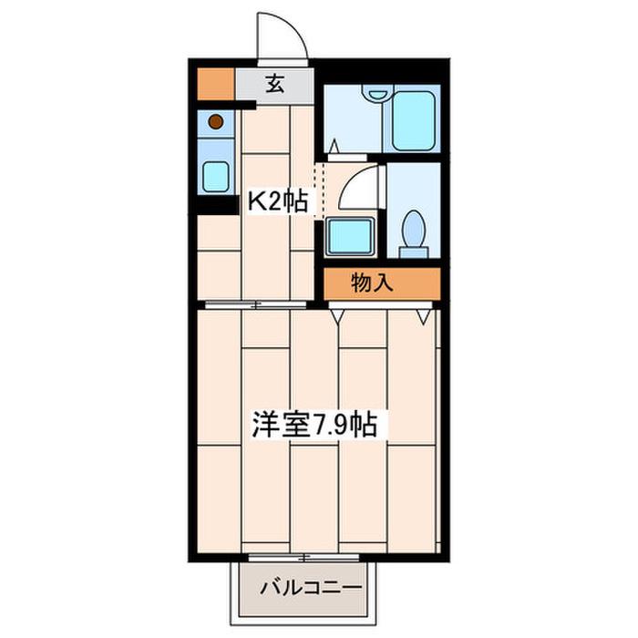 パークサイドテラス(1K/2階)の間取り写真