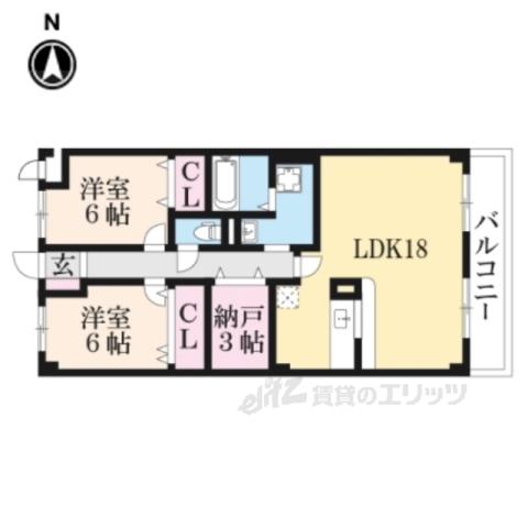 エクセルコート奈良南(2LDK/3階)の間取り写真