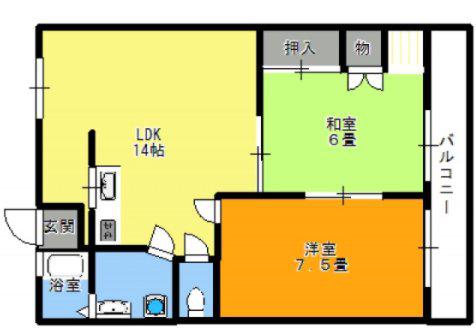 上森ビル(2LDK/2階)の間取り写真
