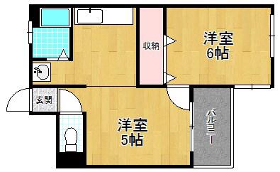 茄子作コーポ(2DK/1階)の間取り写真