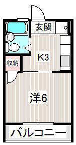 カクサン可美タウンI(1K/1階)の間取り写真