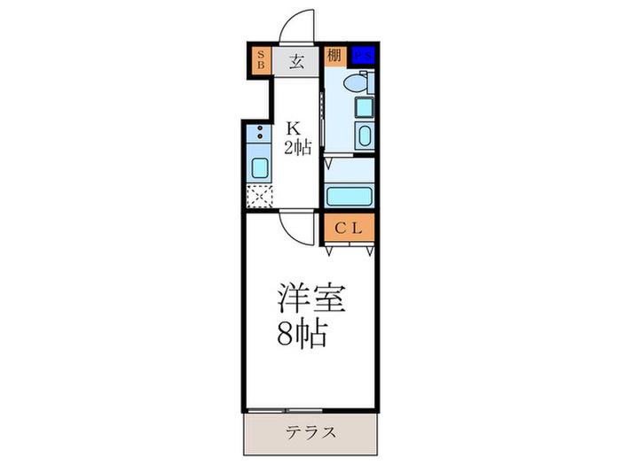 グラヴィス御所西(1K/1階)の間取り写真