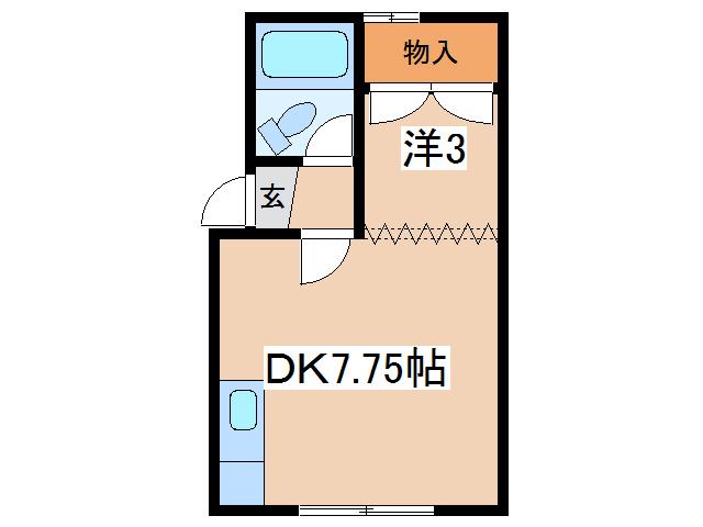 パークサイドA(1DK/1階)の間取り写真