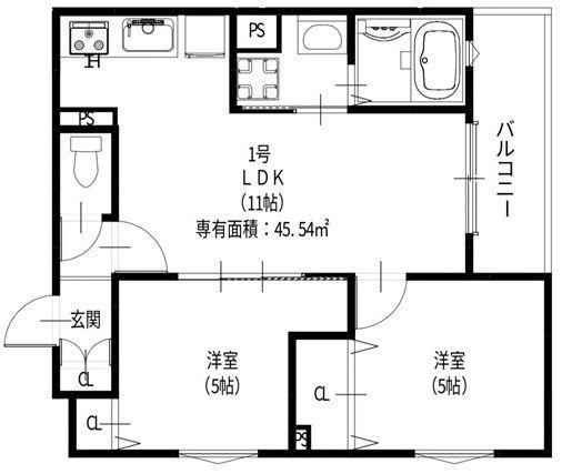 ラモーナ諸福III(2LDK/1階)の間取り写真