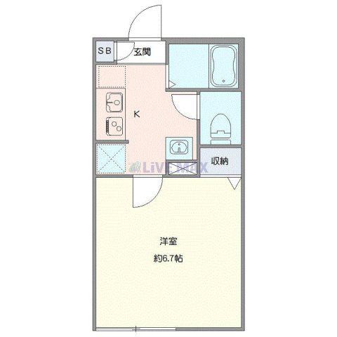 エクセラン松戸II(1K/4階)の間取り写真