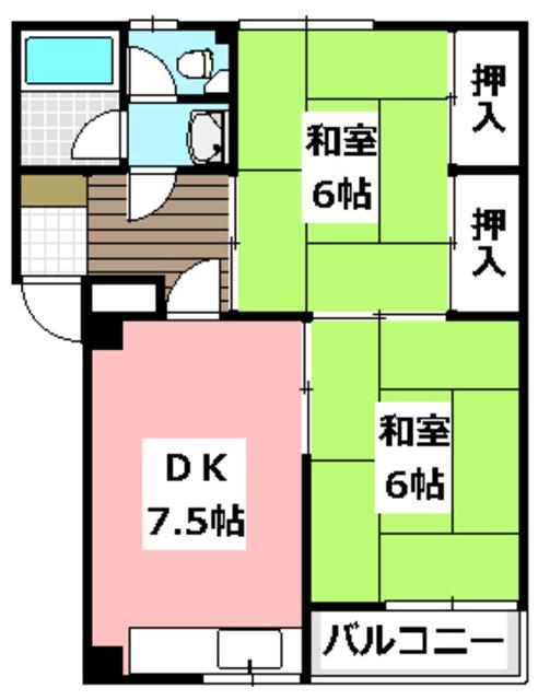 上穂ロイヤルハイツ(2DK/1階)の間取り写真