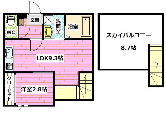 GRANDTIC R.I青崎(1LDK/2階)の間取り写真