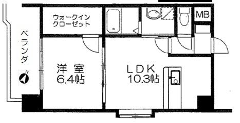 ベルパークII(1LDK/5階)の間取り写真
