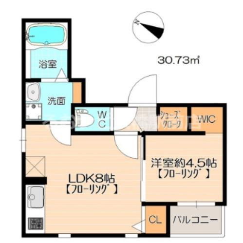 パームヴィラ笹原I(1LDK/2階)の間取り写真