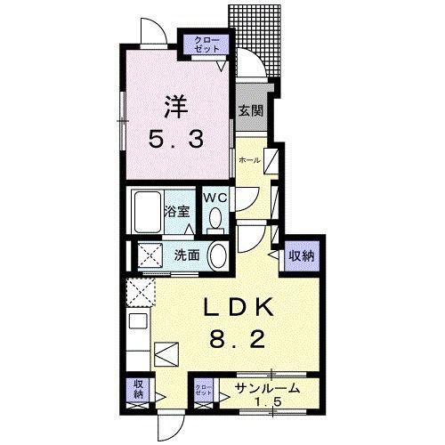 セレーネ(1LDK/1階)の間取り写真