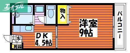 カーサ・ディオス(1DK/3階)の間取り写真