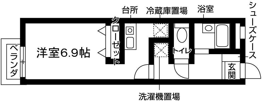 豪徳寺第二碧雲寮(1K/1階)の間取り写真