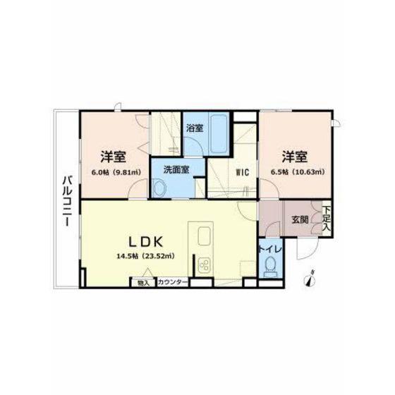 サンシティ八山田 B棟(2LDK/2階)の間取り写真