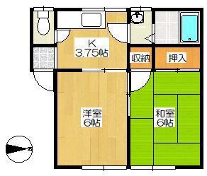 グリーンハイツ(2K/2階)の間取り写真