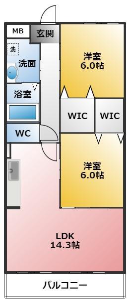 アンソレイエ(2LDK/3階)の間取り写真