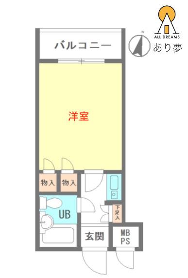 NICアーバンスピリッツ妙蓮寺(1K/2階)の間取り写真