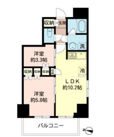 MFPRコート木場公園(2LDK/4階)の間取り写真