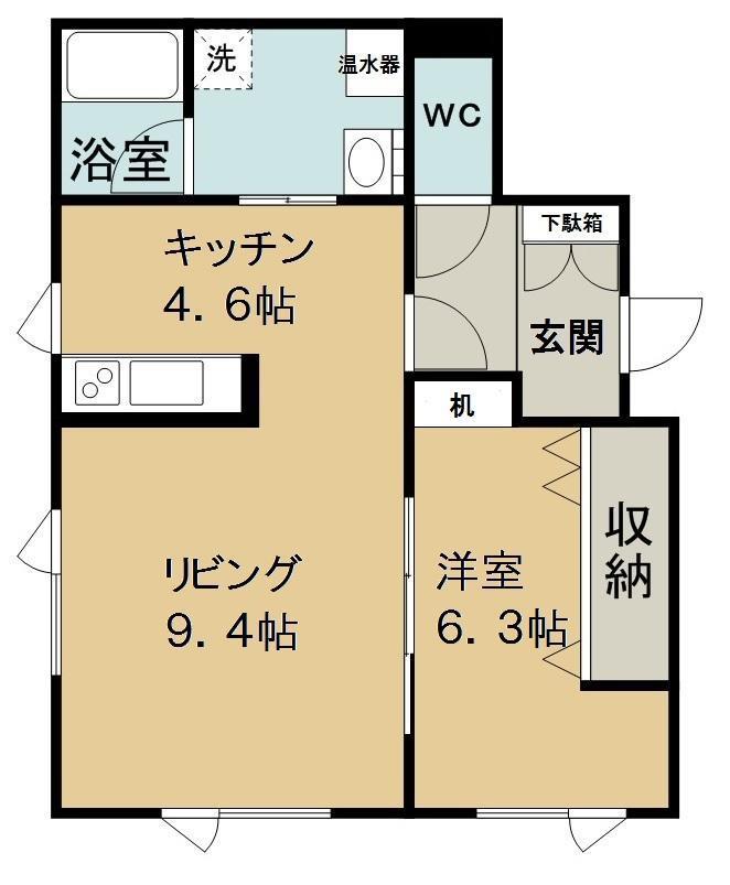 グリーンヒルズA(1LDK/2階)の間取り写真