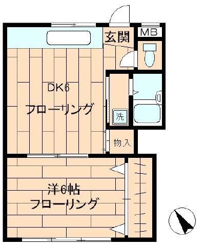 城南アパート(1DK/4階)の間取り写真